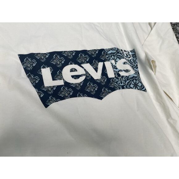 Levis Mens Classic Graphic Tshirt Standard Tan Color Size Large Blue Logo - Picture 8 of 12